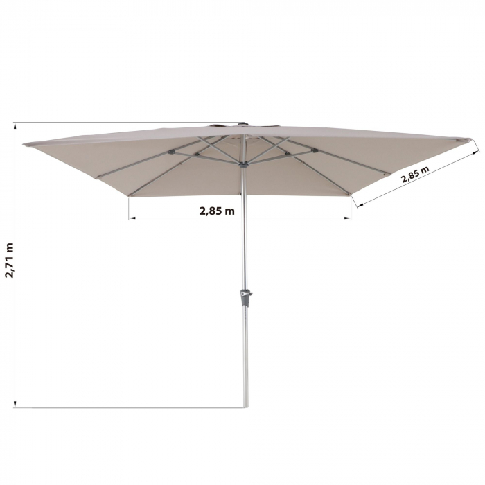 Umbrela terasa, aluminiu/poliester, 285 x 285 cm, H 271 cm, bej [5]
