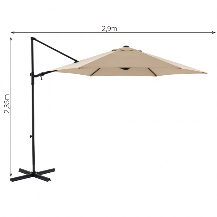 Umbrela terasa cu brat lateral, otel/poliester, 290 x 290 cm, H 235 cm, [2]