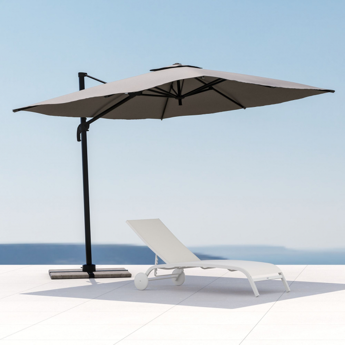 Umbrela terasa cu rotire 360 grade, aliminiu/otel/poliester, 286 x 286 cm, H 264 cm, gri [9]