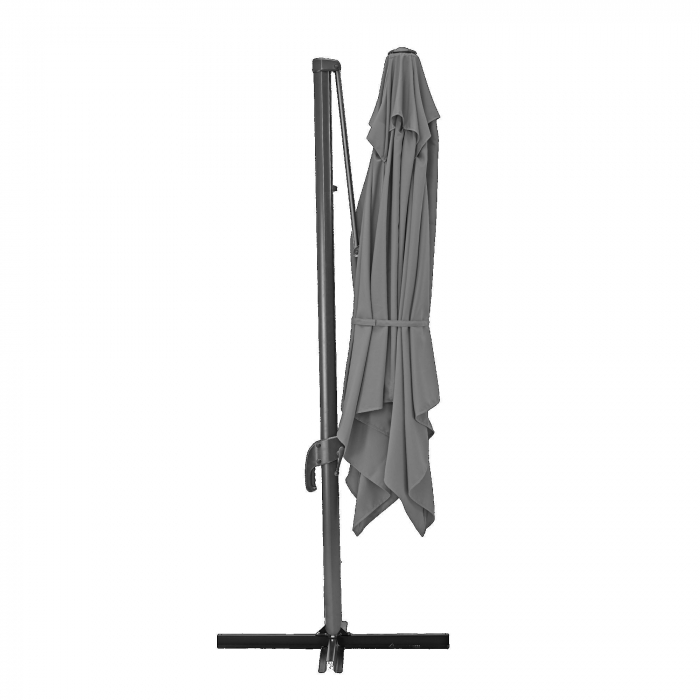 Umbrela terasa cu rotire 360 grade, aliminiu/otel/poliester, 286 x 286 cm, H 264 cm, gri [5]