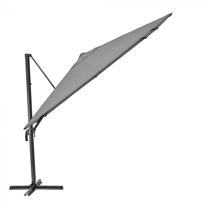 Umbrela terasa cu rotire 360 grade, aliminiu/otel/poliester, 286 x 286 cm, H 264 cm, gri [3]