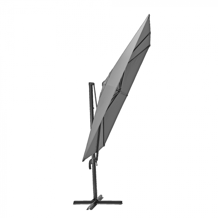 Umbrela terasa cu rotire 360 grade, aliminiu/otel/poliester, 286 x 286 cm, H 264 cm, gri [2]