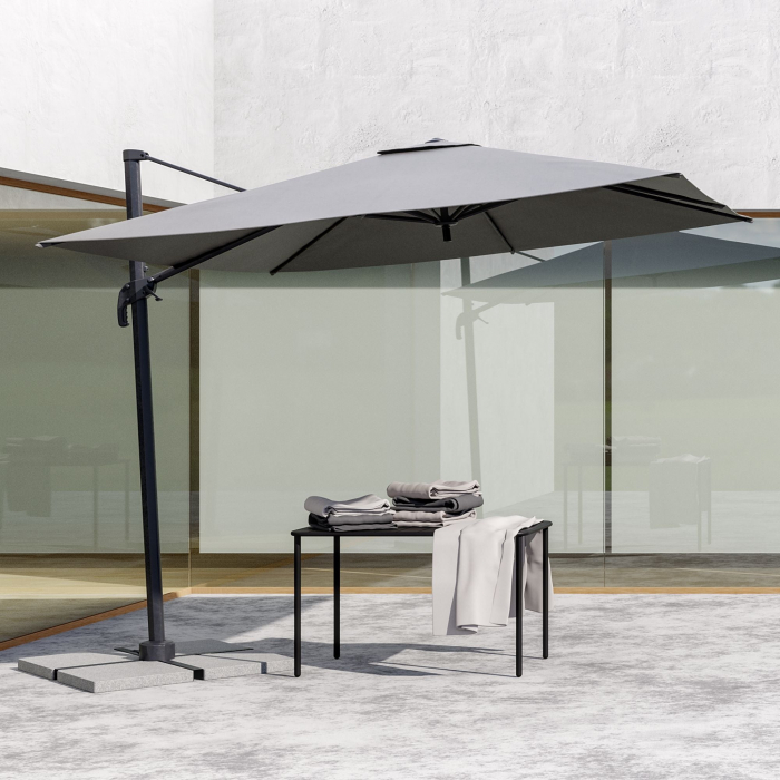 Umbrela terasa cu rotire 360 grade, aliminiu/otel/poliester, 286 x 286 cm, H 264 cm, gri [8]