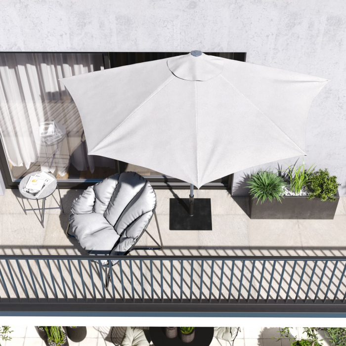 Umbrela terasa, de perete, aluminiu/poliester, 262 x 135 cm, H 240 cm, alb [10]