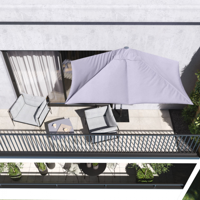 Umbrela terasa, de perete, aluminiu/poliester, 262 x 135 cm, H 240 cm, gri [7]