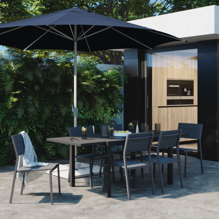 Umbrela terasa PRESTIGE, aluminiu/poliester, diametru 394 cm, H 285 cm, albastru [9]