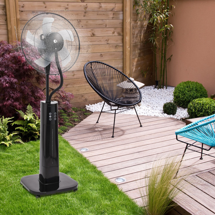 Ventilator cu picior, cu pulverizator apă, 70 W, diametru 40 cm, 3 viteze, negru [10]