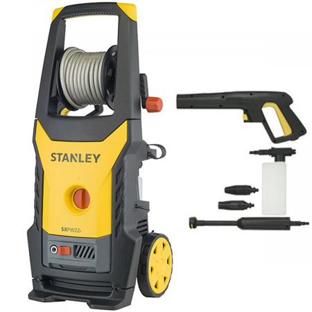 Unelte motorizate - Aparat de spalat cu presiune Stanley, 2.2 kW, 150 bar, 440 L/H, accesorii incluse: lance, pistol, bidon detergent, furtun 8 m