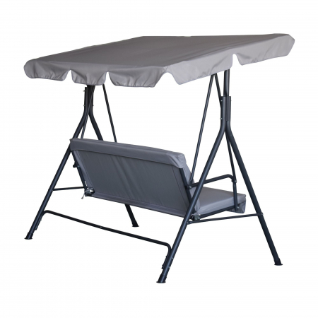 Balansoar de gradina PRESTIGE, 170 x 112 x 153 cm, pentru 3 persoane, impermeabil, protectie UV, reglabil, otel/textil, Gri [1]