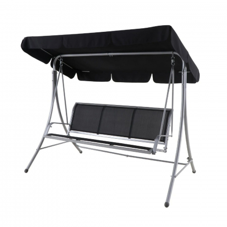 Balansoare - Balansoar gradina, pentru 3 persoane, otel/textil, 202 x 118 x 157.5 cm, gri