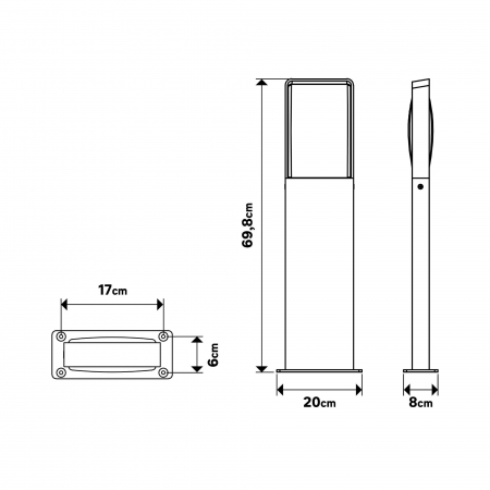 Baliza LED, 1900 lm, lumina neutra, 4000K, IP54, H70CM, gri [3]