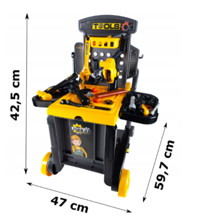 Banc de lucru 3 in 1, roabă și căruț cu scule, valiză și accesorii incluse, [2]