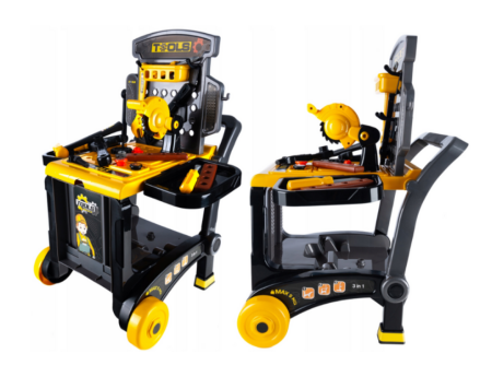 Banc de lucru 3 in 1, roabă și căruț cu scule, valiză și accesorii incluse, [5]