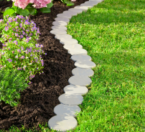 Bordura delimitare gazon/gradina din PVC, asepect de piatra, set 12 bucati 4.5 x 21.5 cm [3]