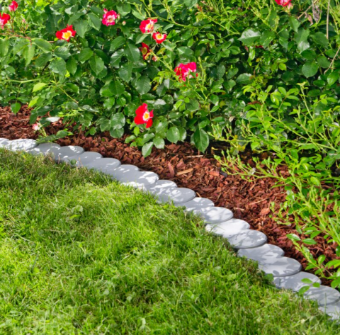 Bordura delimitare gazon/gradina din PVC, asepect de piatra, set 12 bucati 4.5 x 21.5 cm [4]