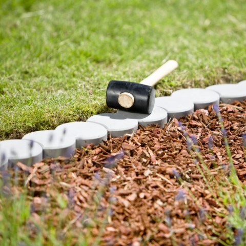 Bordura delimitare gazon/gradina din PVC, asepect de piatra, set 12 bucati 4.5 x 21.5 cm [6]