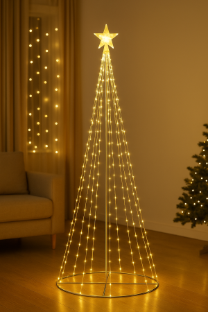 Decoratiuni exterioare - Brad de Crăciun LED pe suport metalic, 180 cm, 285 LED-uri, IP44