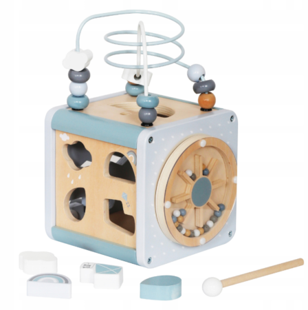 Cub educațional din lemn – jucărie senzorială și interactivă cu xilofon, labirint și sorter [2]