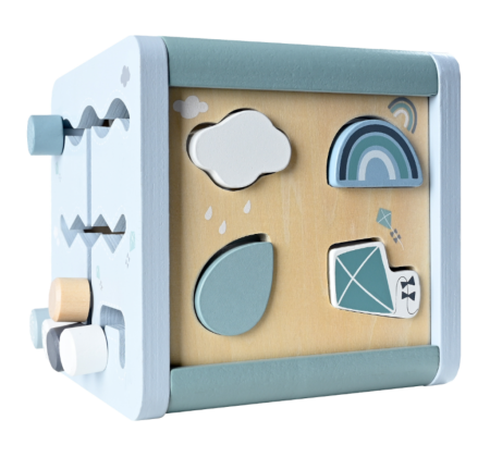 Cub educațional din lemn – jucărie senzorială și interactivă cu xilofon, labirint și sorter [4]