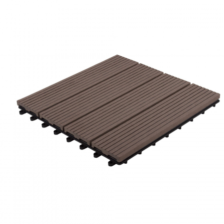 Amenajare grădină - Dala clip, WPC, 300 x 300 x 20 mm, maro inchis