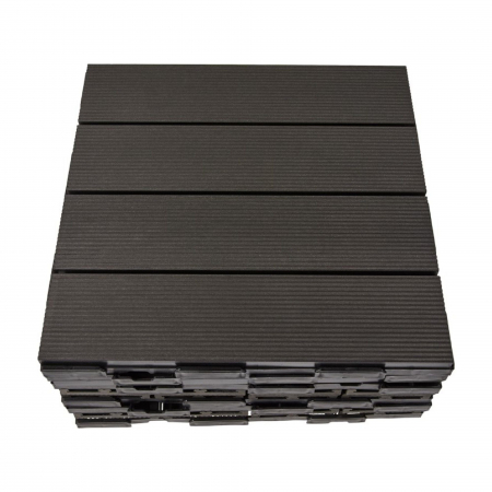 Bordură gazon - Dale WPC, 300 x 300 x 24 mm, negru (set 6 buc)