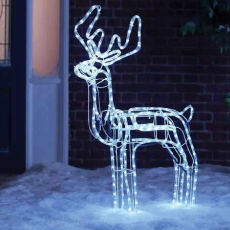 Decoratiuni exterioare - Decorațiune LED în formă de ren cu cap mobil, 90 × 80 cm, 216 LED-uri, 8 moduri de iluminare, IP44,