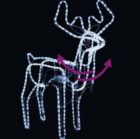 Decorațiune LED în formă de ren cu cap mobil, 90 × 80 cm, 216 LED-uri, 8 moduri de iluminare, IP44, [1]