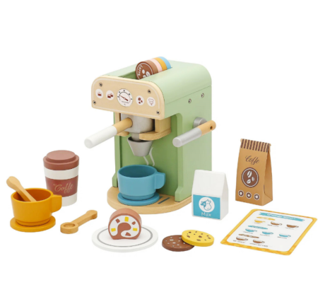 Espressor de cafea din lemn pentru copii, set complet cu accesorii – jucărie educativă [1]