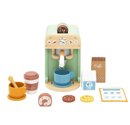Espressor de cafea din lemn pentru copii, set complet cu accesorii – jucărie educativă [2]