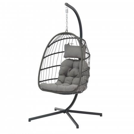Fotoliu suspendat PRESTIGE, pentru o persoana, otel/textil, 196 x 95 x 95 cm, gri [2]