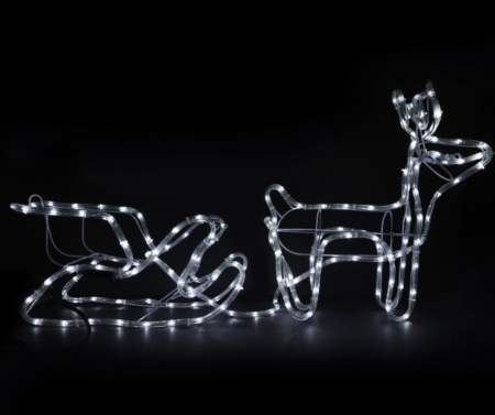 Lămpi exterioare de Crăciun – Ren cu Sanie, 160 LED-uri, 120 cm, lumină alb rece, IP44 [1]