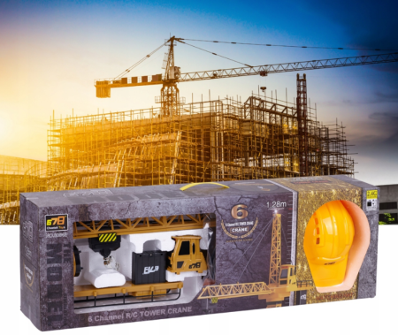 Macara cu telecomandă, sunete și lumini, 128 cm, cu accesorii și cască de constructor CADOU [4]