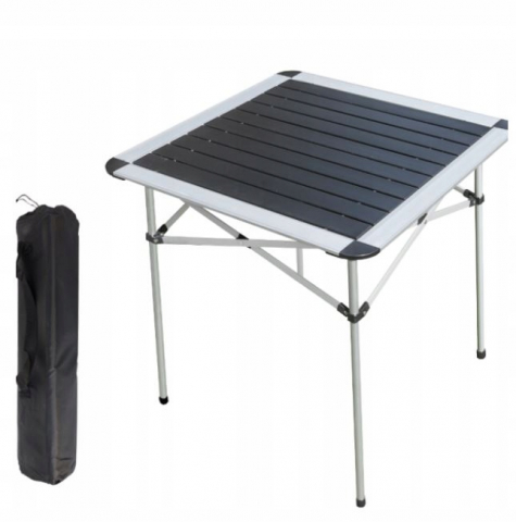 Camping - Masa din aluminiu pentru camping CountrySide, Sarcina max 50 kg, 70 x 70 x 70 cm, Negru/Argintiu