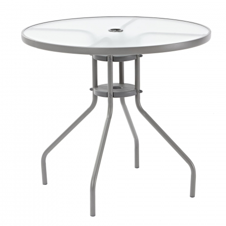 Mobilier grădină & terasă - Masa gradina, pentru 2 persoane, otel/sticla, ∅ 80 x 88 cm, gri