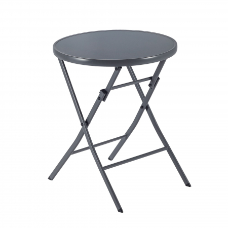 Mobilier grădină & terasă - Masa gradina, pentru 2 persoane, pliabila, otel/sticla, ∅ 60 x 72 cm, gri
