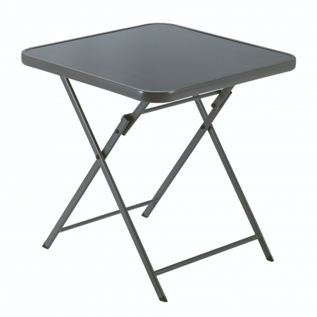 Mobilier grădină & terasă - Masa gradina, pentru 2 persoane, pliabila, otel/sticla, 70 x 70 x 70 cm, gri