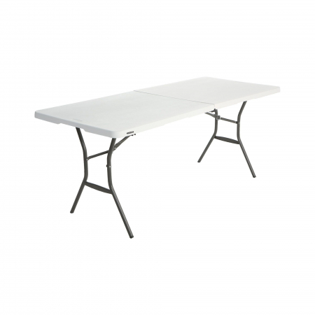 Mobilier grădină & terasă - Masa gradina pentru 8 persoane, pliabila, aluminiu/plastic, 183 x 76 x 74 cm, alb