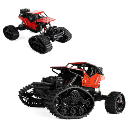 Vehicule și mașinuțe - Mașină cu telecomandă RC 2-în-1 Off-Road 4x4 – cu roți și șenile interschimbabile