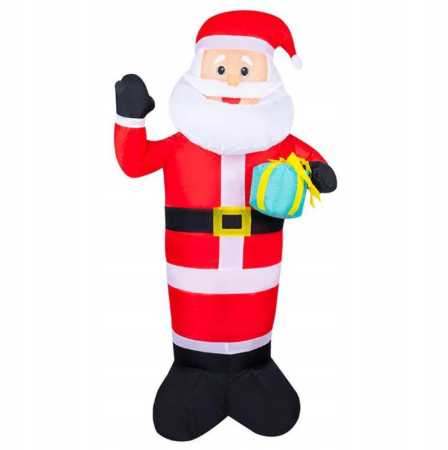 Decoratiuni exterioare - Moș Crăciun gonflabil cu iluminare LED și proiector, 120 cm, pentru interior și exterior, IP44