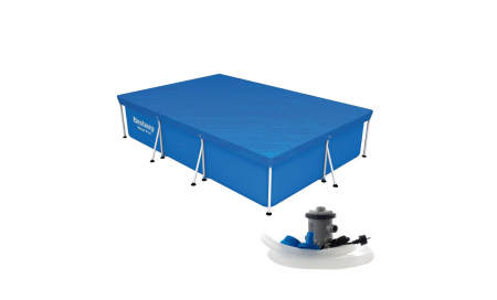 Gradina - Piscina cadru metalic Bestway, 400x211x81 cm, 5.700 litri, cu pompa de filtrare inclusa si prelata de acoperire, albastru