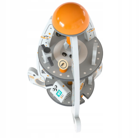 Rachetă spațială din lemn – jucărie educativă și senzorială cu figurine și vehicule – 50 cm [4]