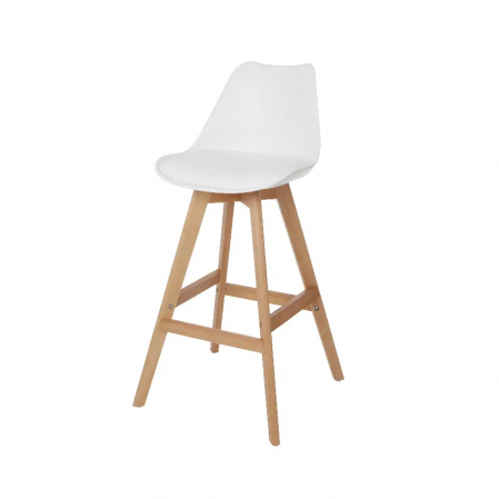 Scaune - Scaun bar, alb, fag, spuma, 100.5 x 43.5 x 50.5 cm