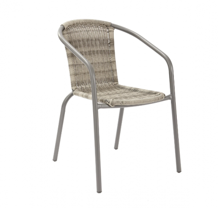 Gradina - Scaun Esential pentru gradina si terasa, cadru otel, impletit cu ratan sintetic, culoare bej, 57 x 49 x 76, greutate maxima admisa 160 kg