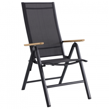 Mobilier grădină & terasă - Scaun gradina multi position, cu brate, pliabil, aluminiu/textil, gri