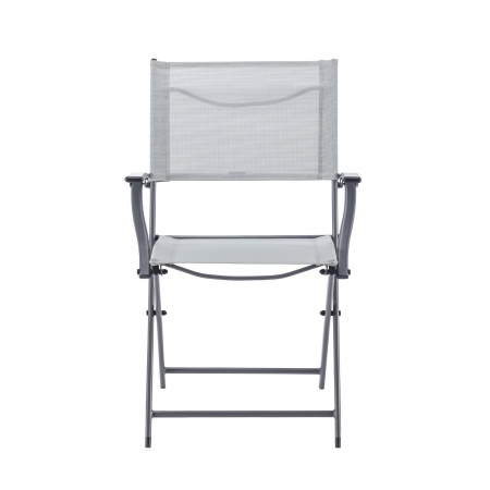 Scaun pliabil cu cotiere,  aluminiu/textilen, gri deschis [2]