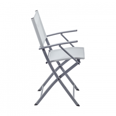 Scaun pliabil cu cotiere,  aluminiu/textilen, gri deschis [1]