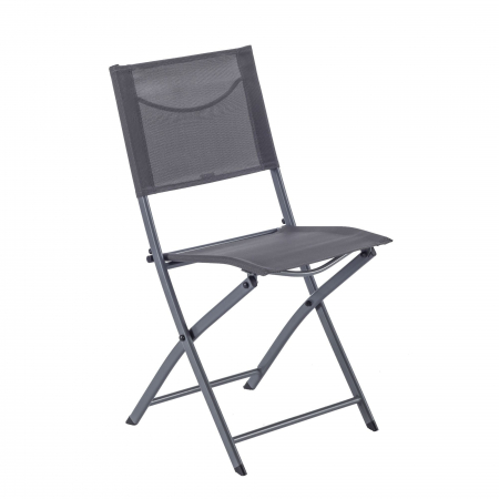 Mobilier grădină & terasă - Scaun pliabil, aluminiu/textilen, gri inchis
