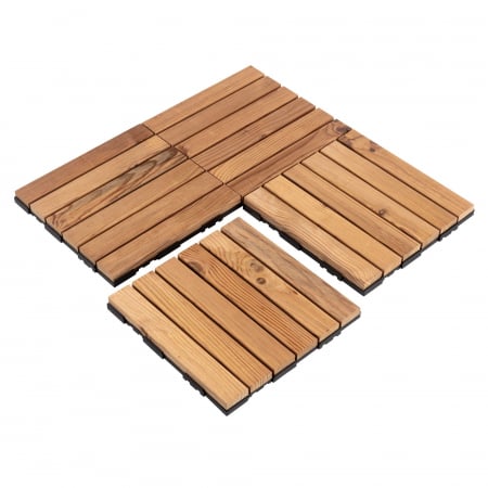 Amenajare grădină - Set 6 bucati dale lemn pin, thermo, 300 x 300 x 27 mm