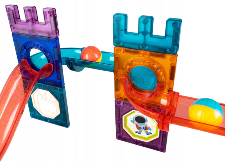 Set de construcție magnetică – circuit cu bile, 54 piese, cu cărticică color și autocolante [5]