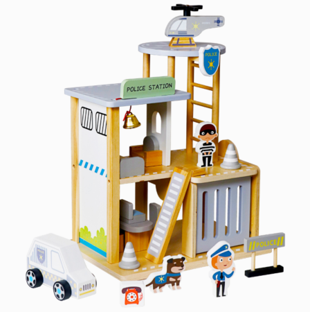 Set din lemn – Comisariat de Poliție cu vehicule, figurine și elicopter – Jucărie educativă [2]